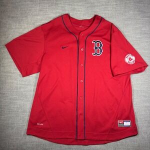 Nike Boston Red Sox Jersey Mens Red Dri-FIT MLB Baseball Button Up XL